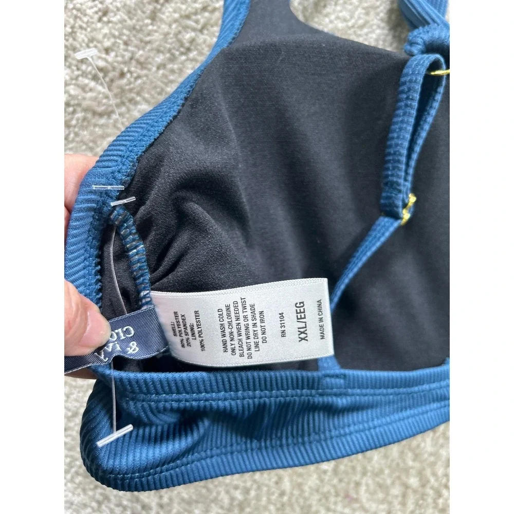 Crown & Ivy Women's Swimwear Navy Blue XXL Padded Adjustable Straps‎